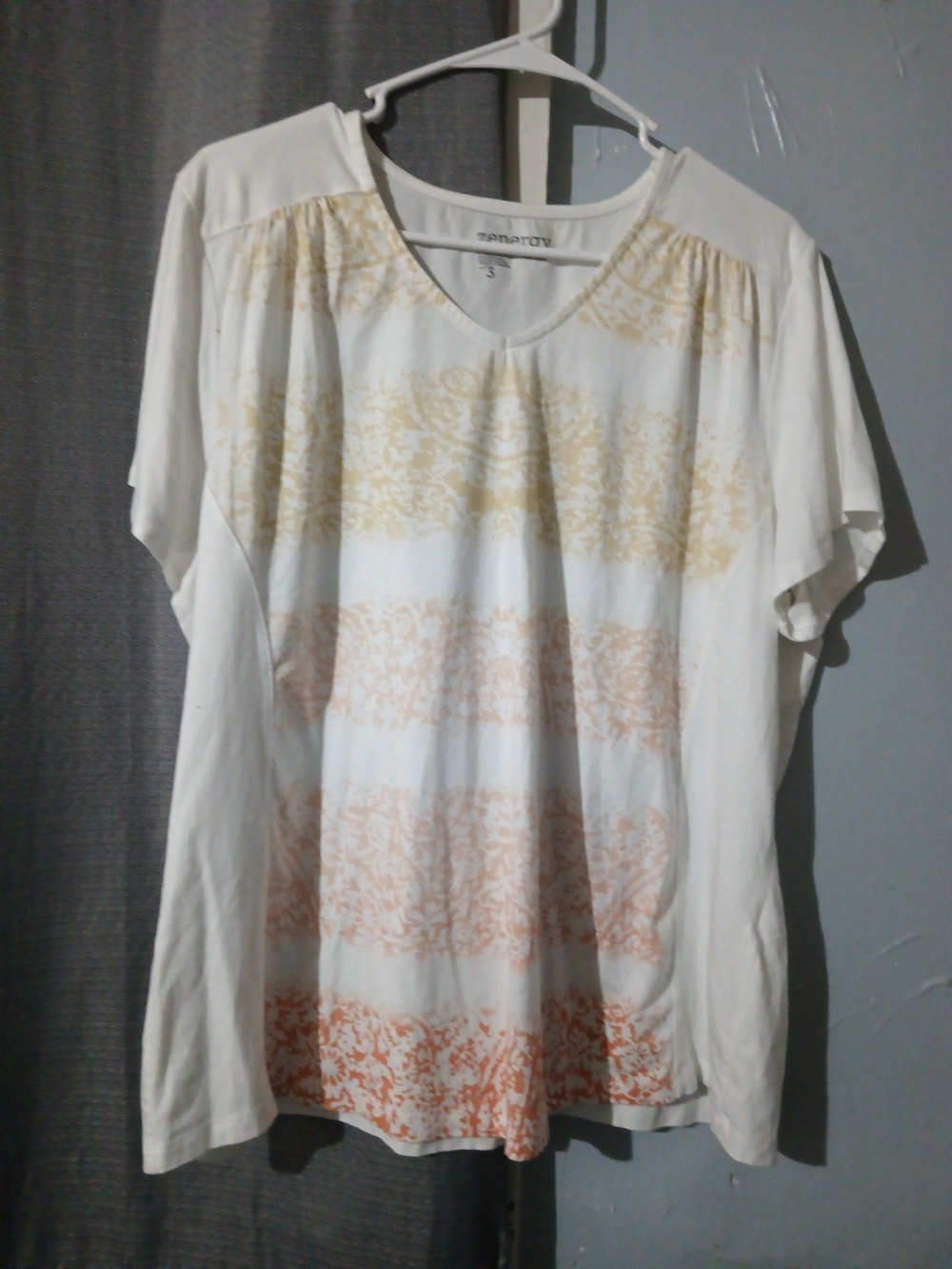 Vero Moda Cream Short-Sleeve Tee with Yellow and Peach Stripes